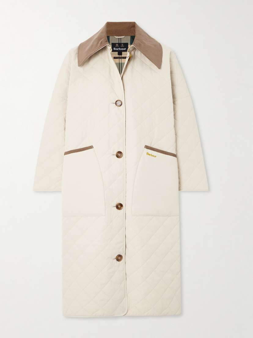 Barbour Lockton Cotton Corduroy-trimmed Quilted Shell Coat - UK 18