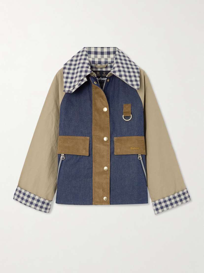Barbour Corduroy-trimmed Waxed-cotton And Denim Jacket - UK 18
