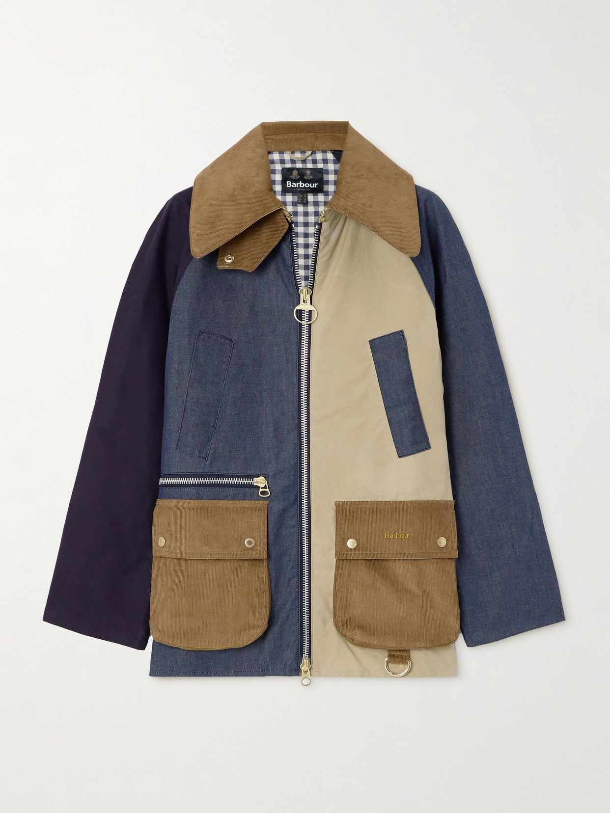 Shop Barbour Gunnerside Paneled Cotton-canvas, Denim And Corduroy Jacket In Blue