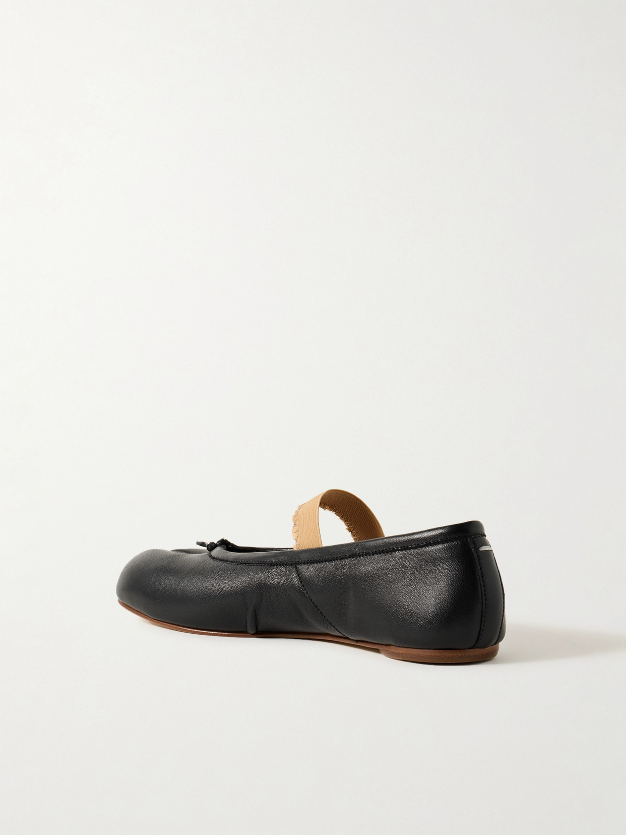 Shop Maison Margiela Tabi Split-toe Leather Ballet Flats In Black