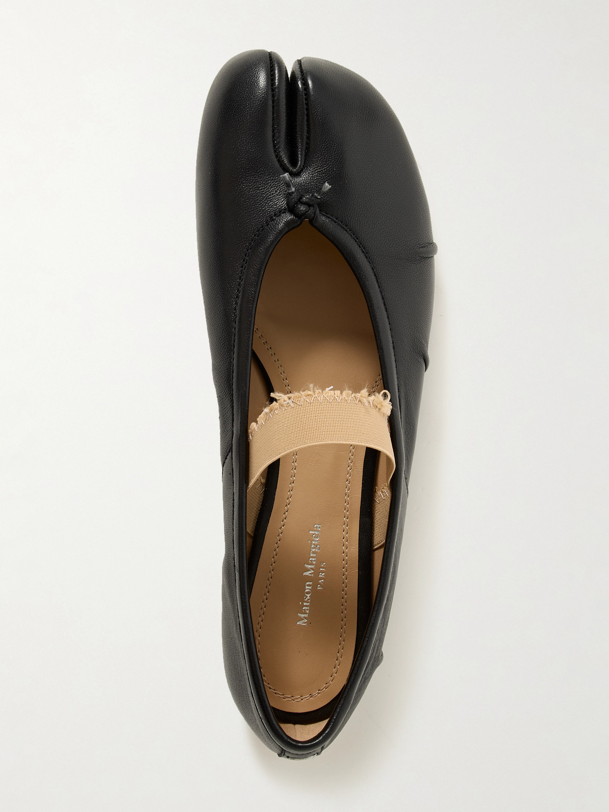 Shop Maison Margiela Tabi Split-toe Leather Ballet Flats In Black