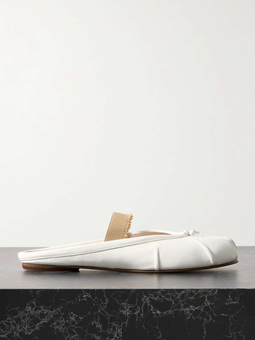 Maison Margiela Tabi Frayed Split-toe Leather Ballet Flats