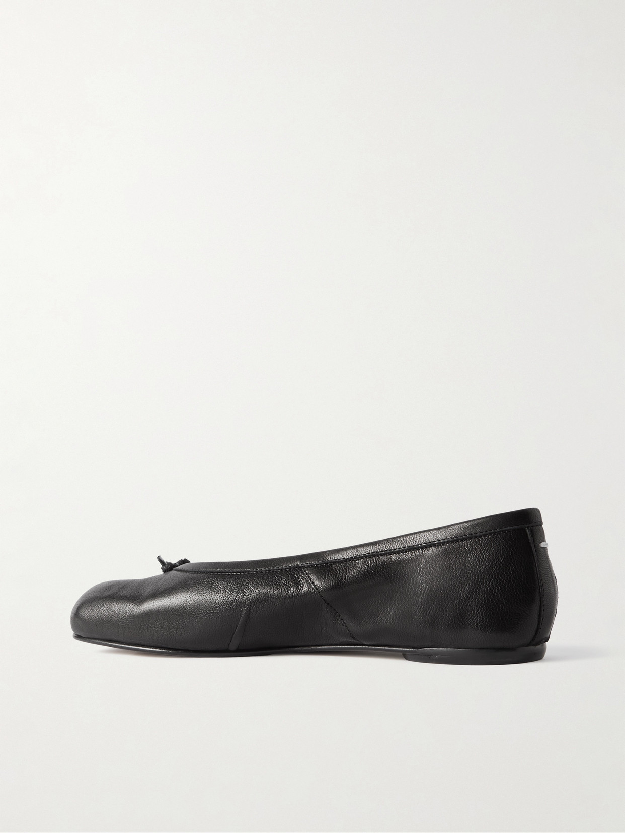 Shop Maison Margiela Tabi Split-toe Textured Leather Ballet Flats In Black