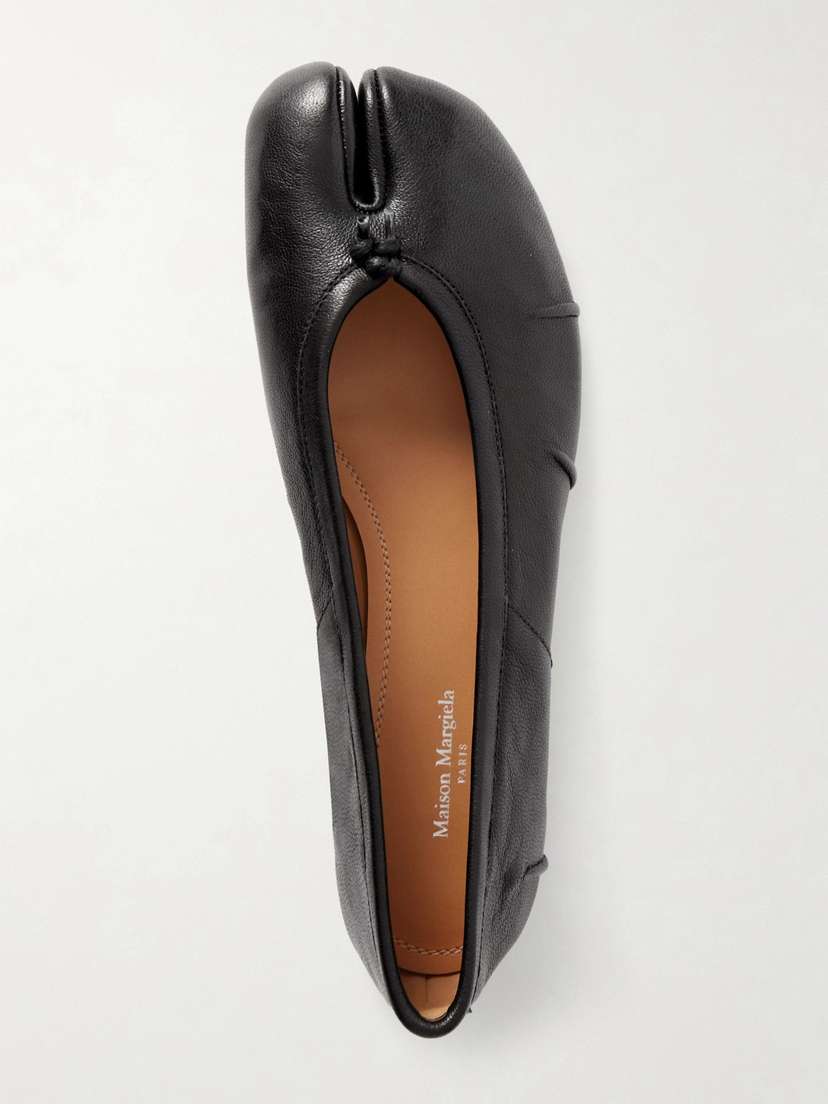 Maison Margiela Tabi Split-toe Textured Leather Ballet Flats