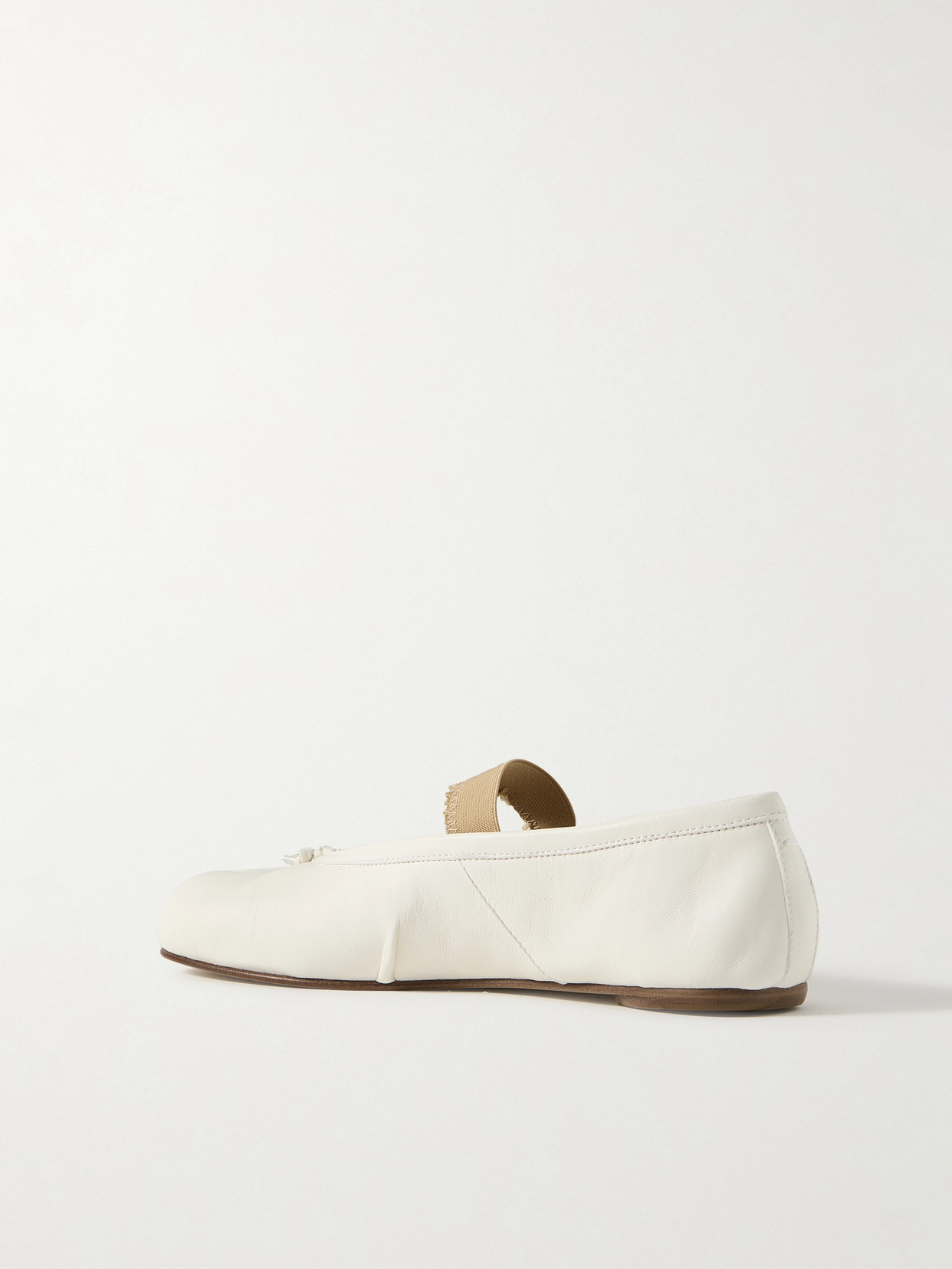 Shop Maison Margiela Tabi Split-toe Leather Ballet Flats In Ivory