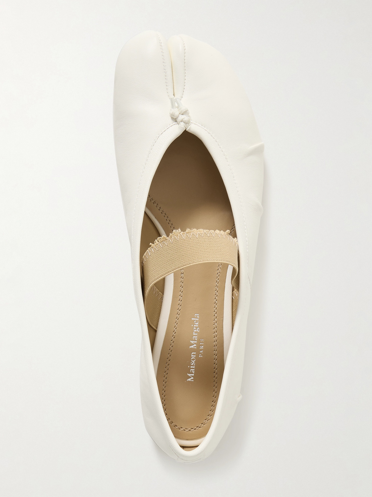 Shop Maison Margiela Tabi Split-toe Leather Ballet Flats In Ivory