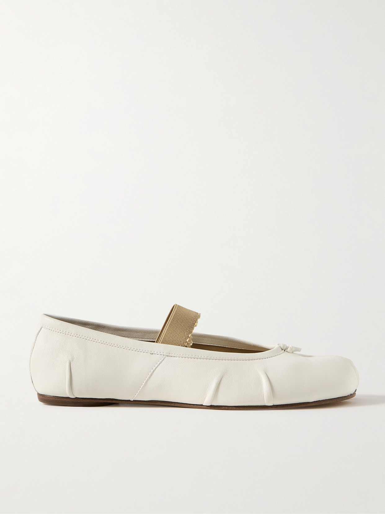 Maison Margiela Tabi Split-toe Leather Ballet Flats In Ivory