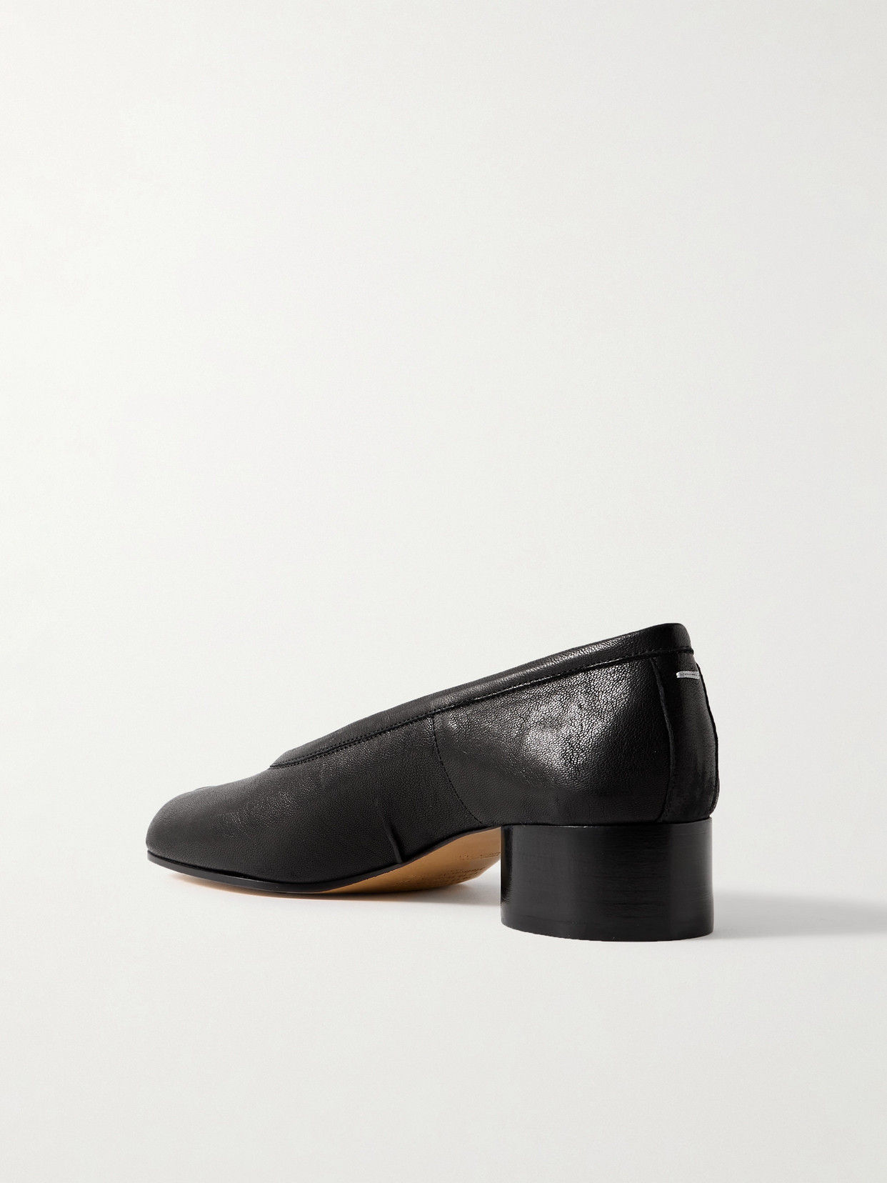 Shop Maison Margiela Tabi Split-toe Leather Ballet Flats In Black