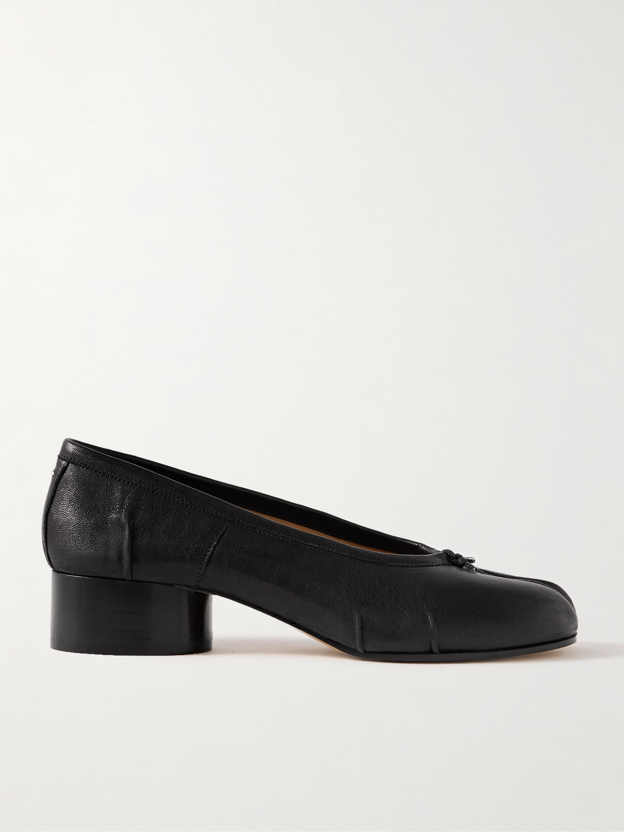 Shop Maison Margiela Tabi Split-toe Leather Ballet Flats In Black