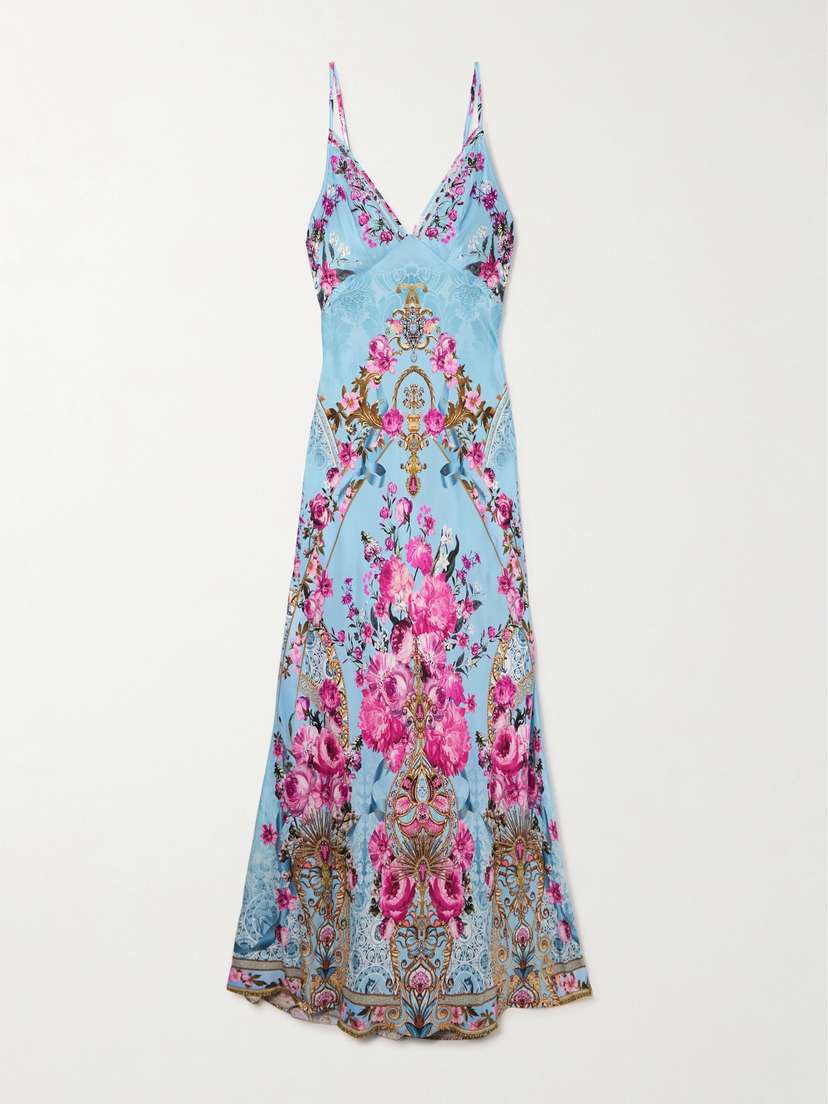 Camilla Crystal-embellished Floral-print Silk-satin Maxi Dress