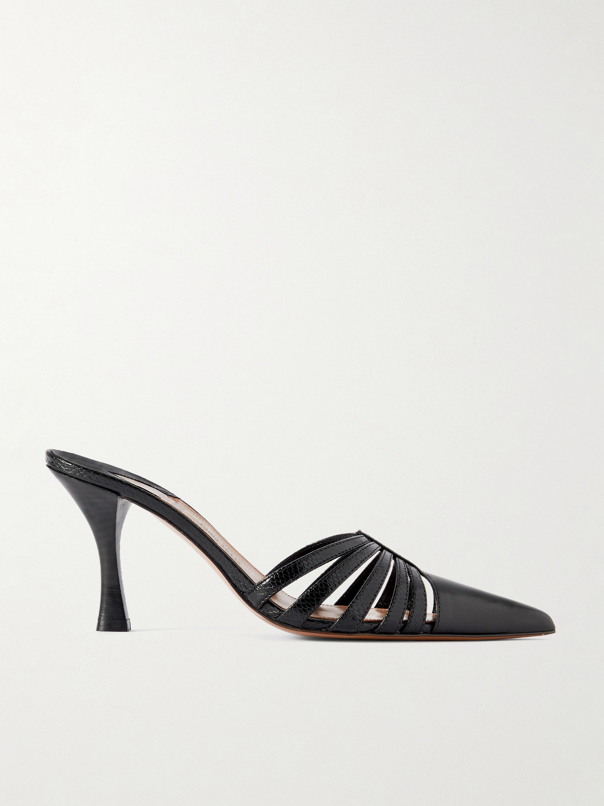 Paris Texas Black Leather Nadia Mules In Black