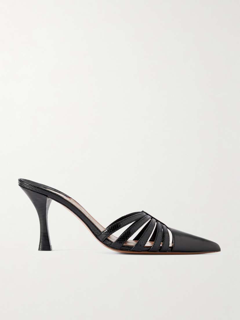 Paris Texas + Nadia Lee Cohen Patent And Snake-effect Leather Mules
