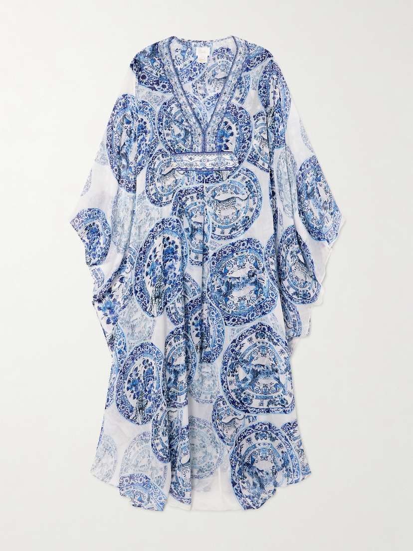 Camilla Crystal-embellished Printed Silk-chiffon Kaftan