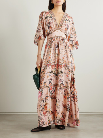 Camilla Crystal-embellished printed silk crepe de chine maxi dress