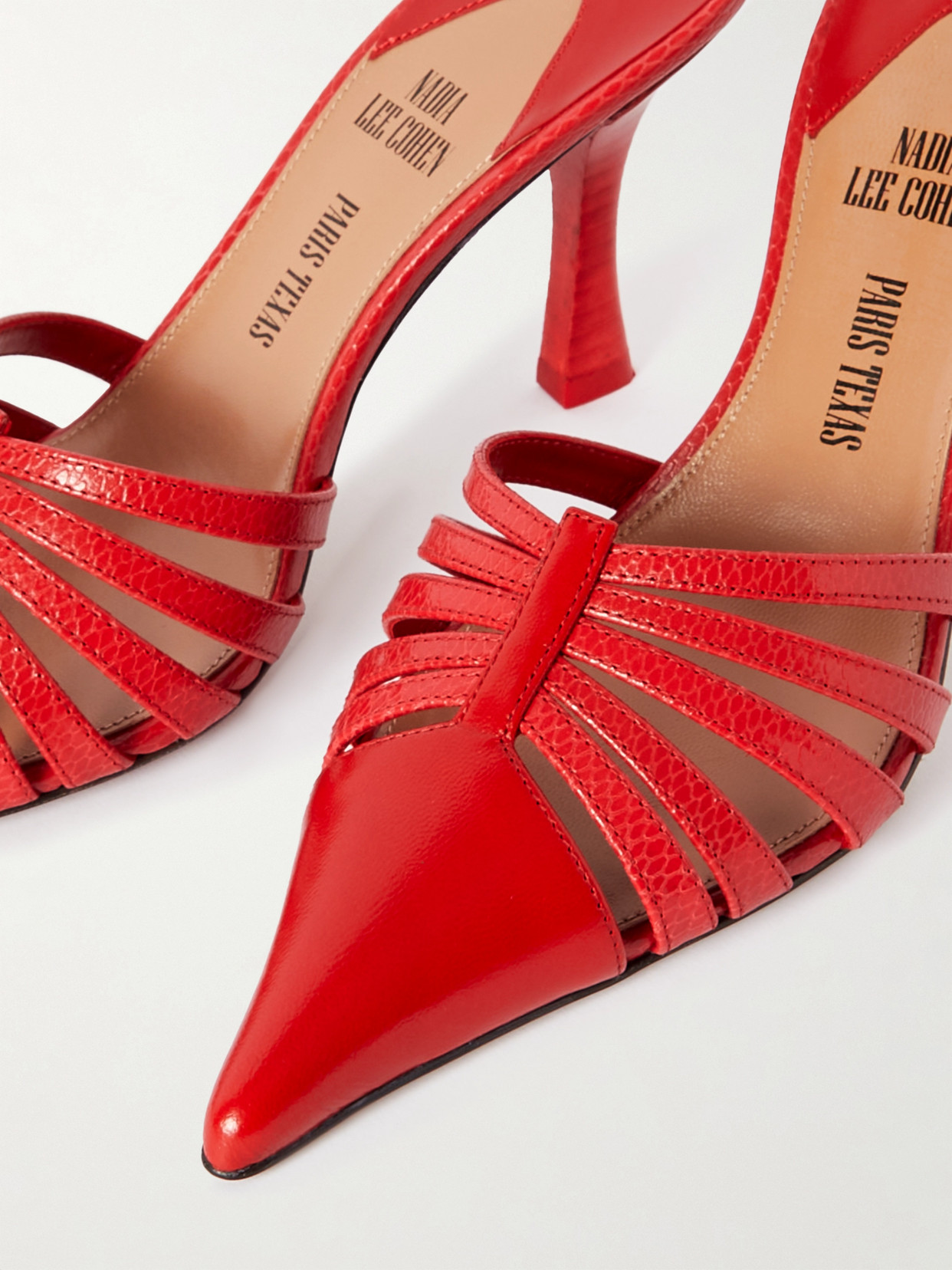 Paris Texas Nadia 85 Lizard Print Leather Mules In Red