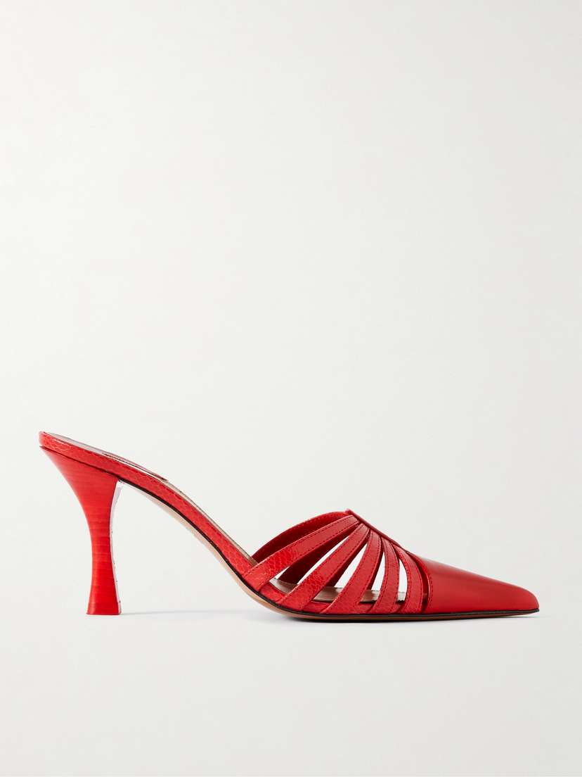 Paris Texas + Nadia Lee Cohen Patent And Snake-effect Leather Mules