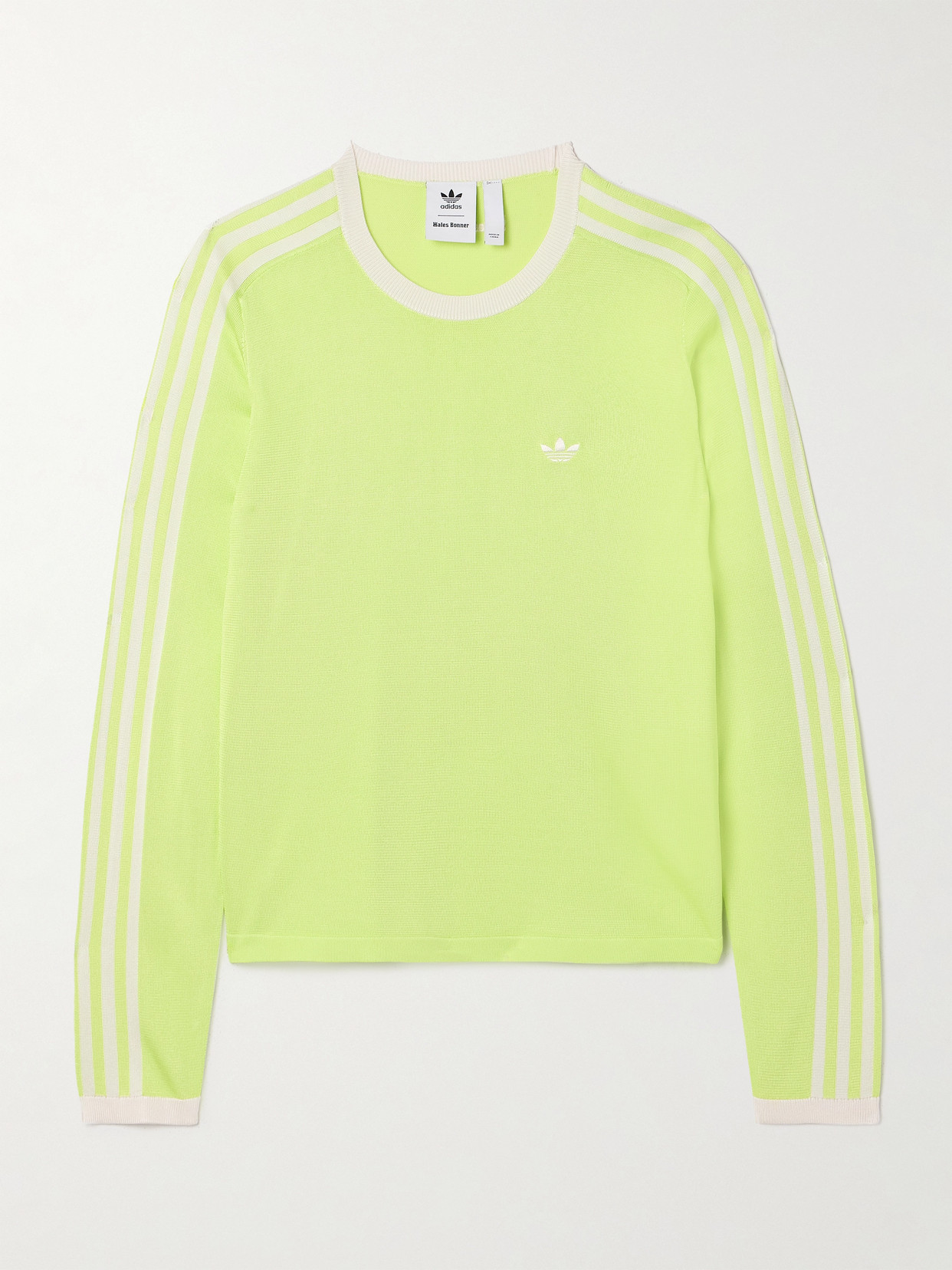 Adidas Originals + Wales Bonner Striped Neon Recycled Knitted T-shirt In Yellow