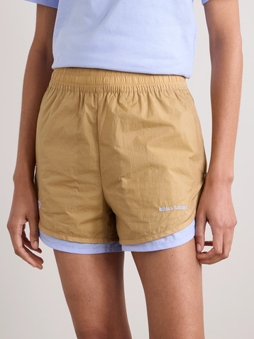 adidas Originals + Wales Bonner embroidered layered recycled-shell and cotton-poplin shorts