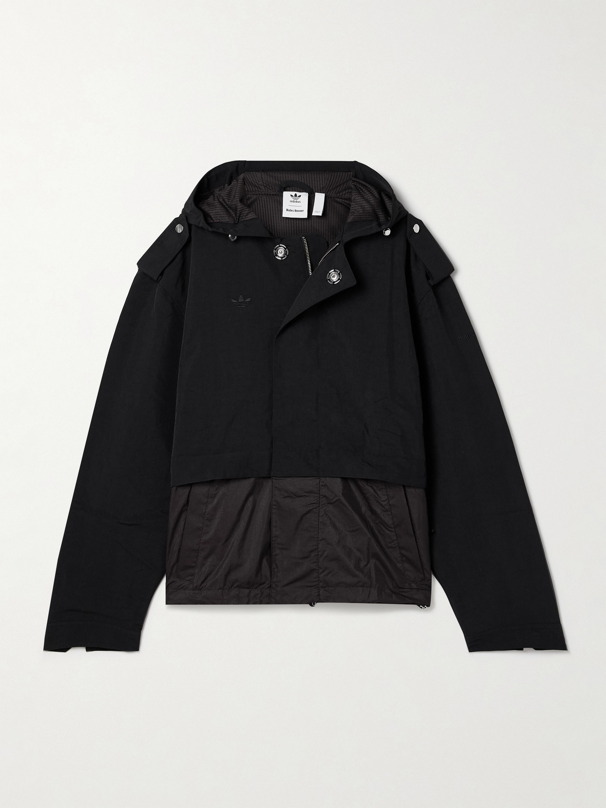 Adidas Originals + Wales Bonner Recycled Shell-trimmed Embroidered Recycled-faille Jacket In Black