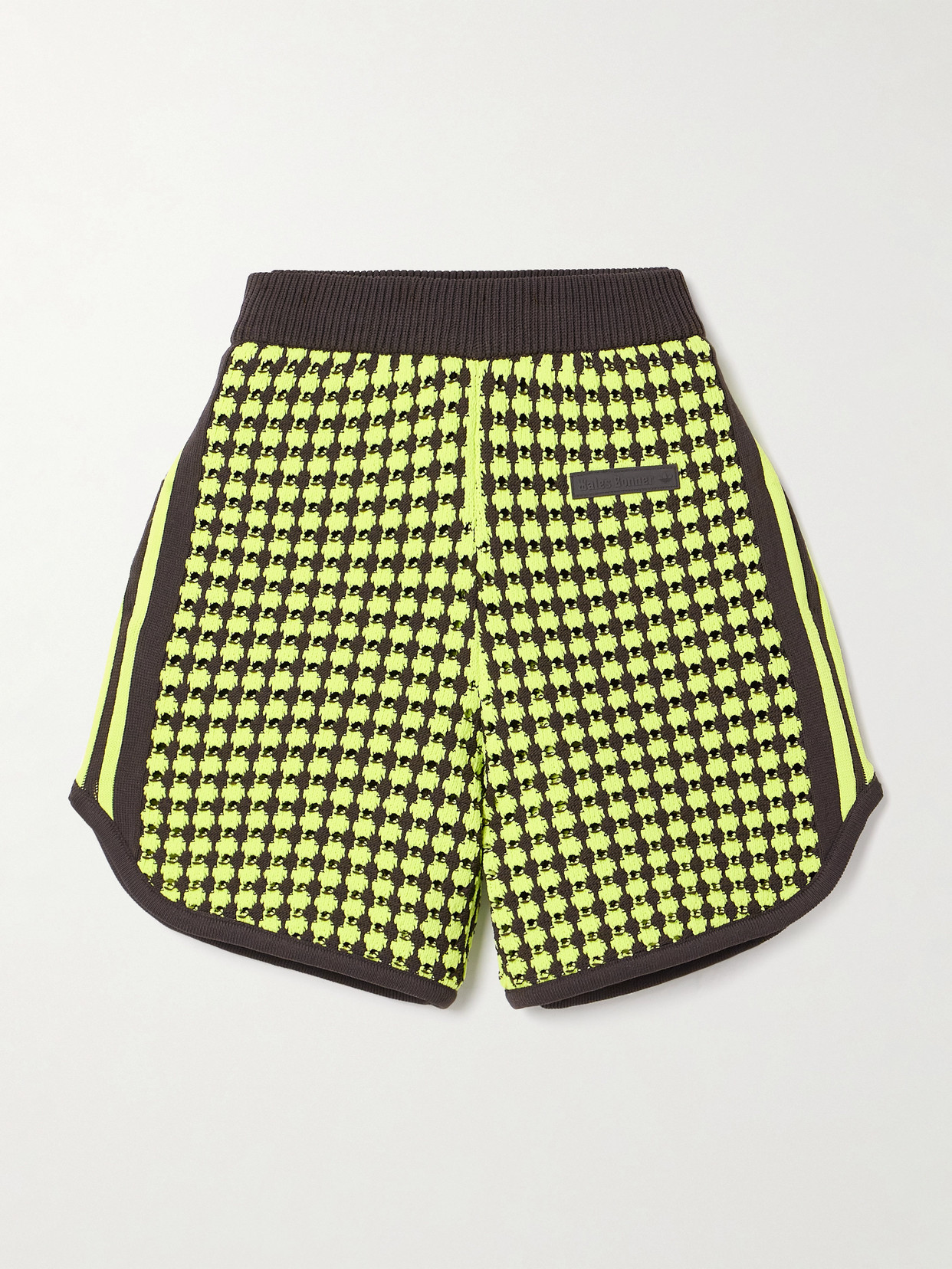 Adidas Originals + Wales Bonner Striped Recycled Crocheted Shorts In Brown