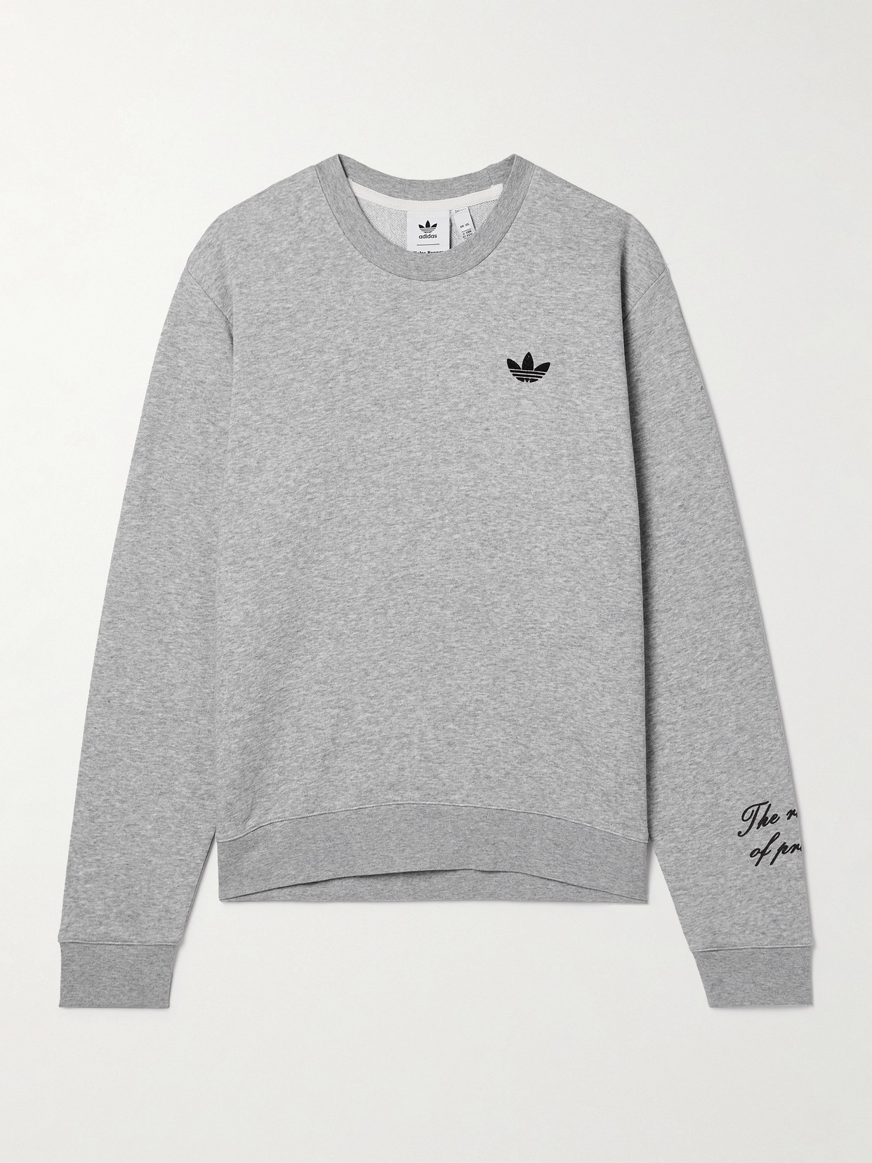 Adidas Originals + Wales Bonner Flocked Cotton-blend Jersey Sweatshirt In Gray