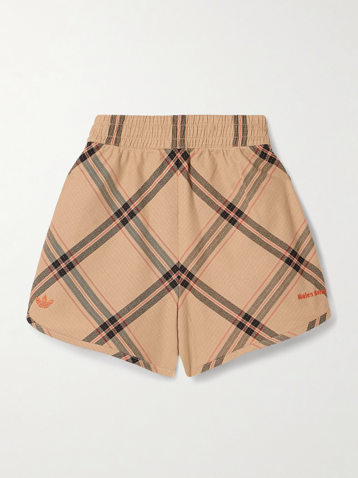 Adidas Originals + Wales Bonner Crochet-trimmed Checked Cotton-twill Shorts In Brown