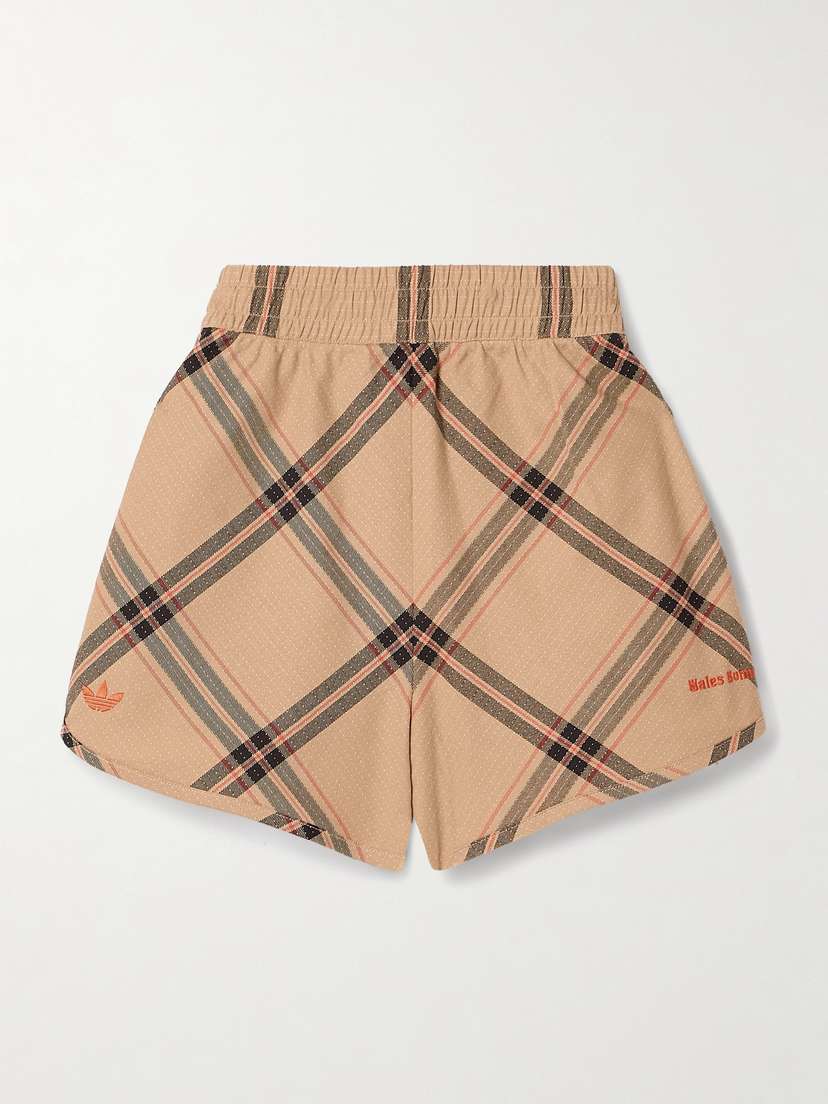 adidas Originals + Wales Bonner Crochet-trimmed Checked Cotton-twill Shorts