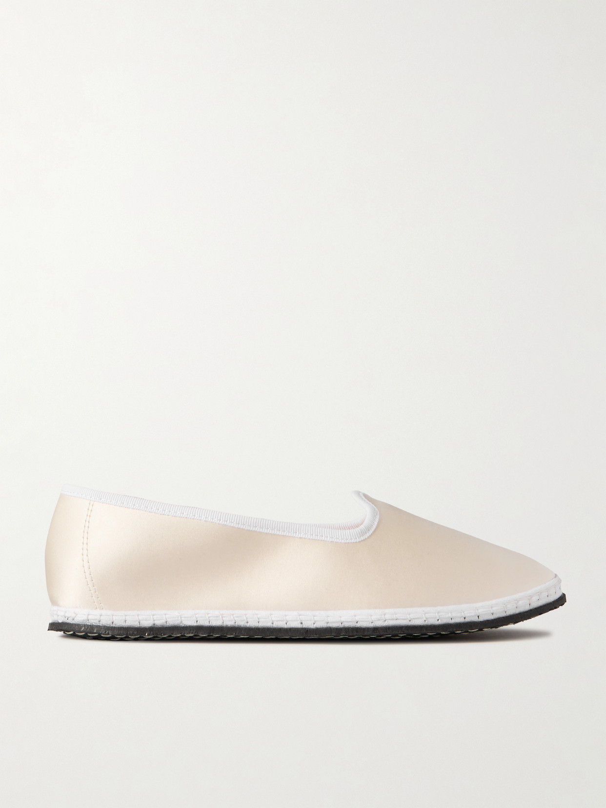Vibi Venezia - Grosgrain-trimmed Satin Ballet Flats - White