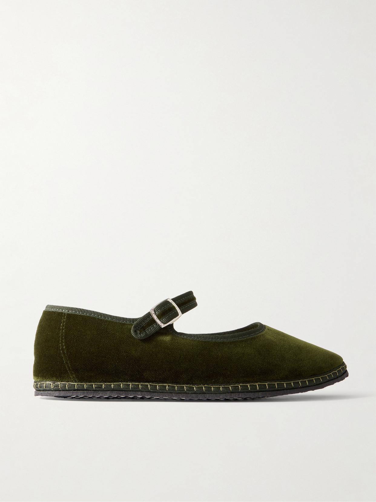 Vibi Venezia - Grosgrain-trimmed Velvet Mary Jane Slippers - Green