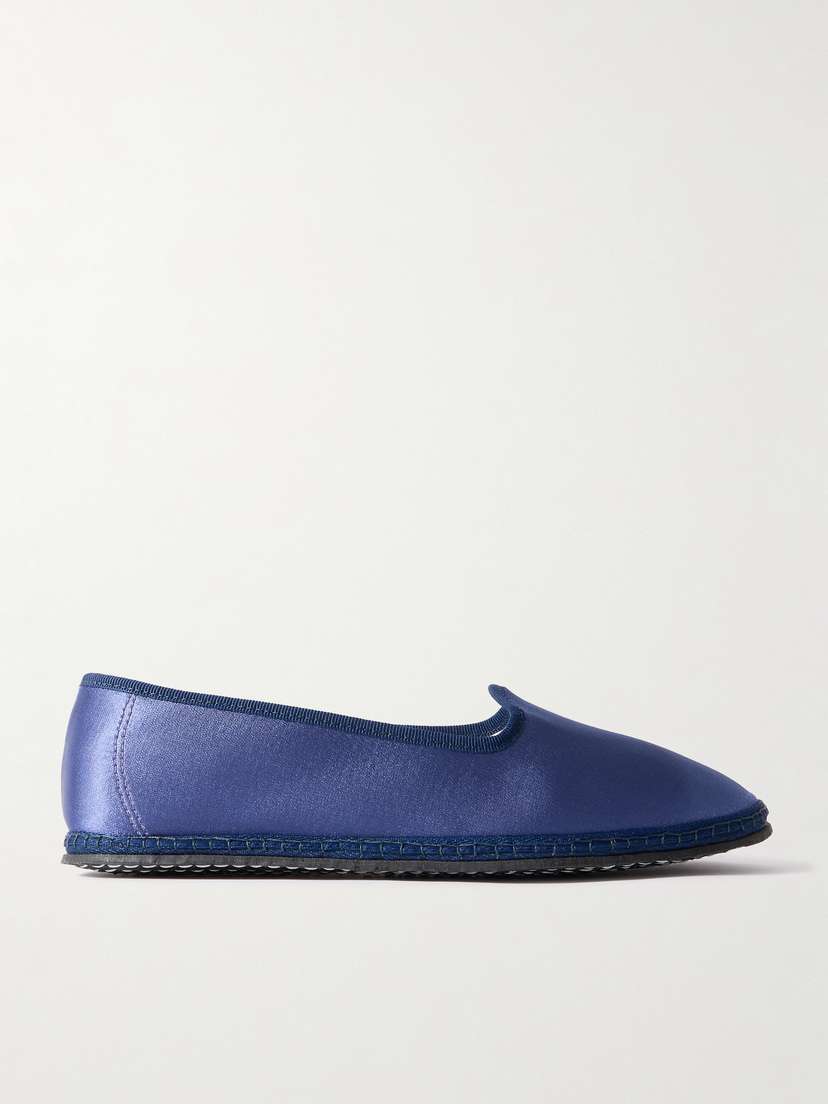 Vibi Venezia Mirtillo Grosgrain-trimmed Satin Slippers