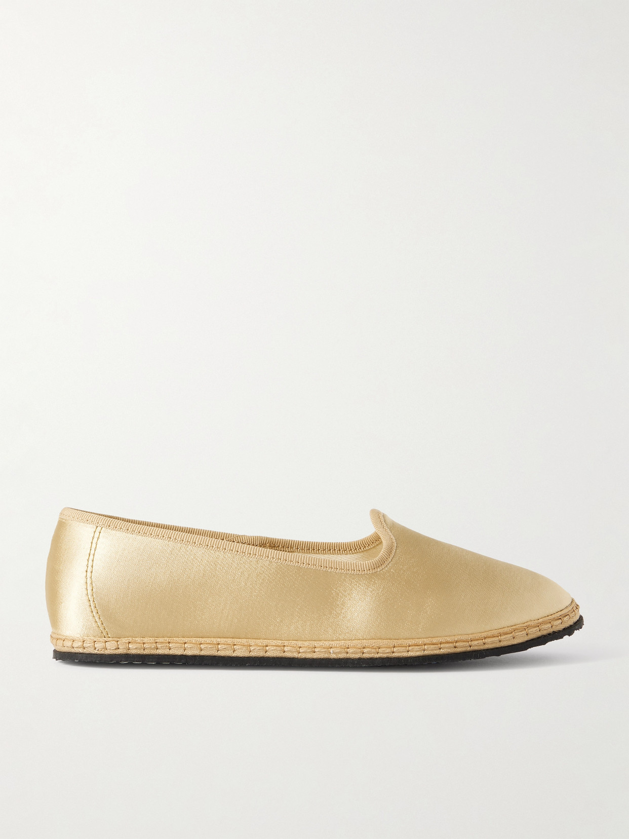 Vibi Venezia Grosgrain-trimmed Satin Ballet Flats In Gold