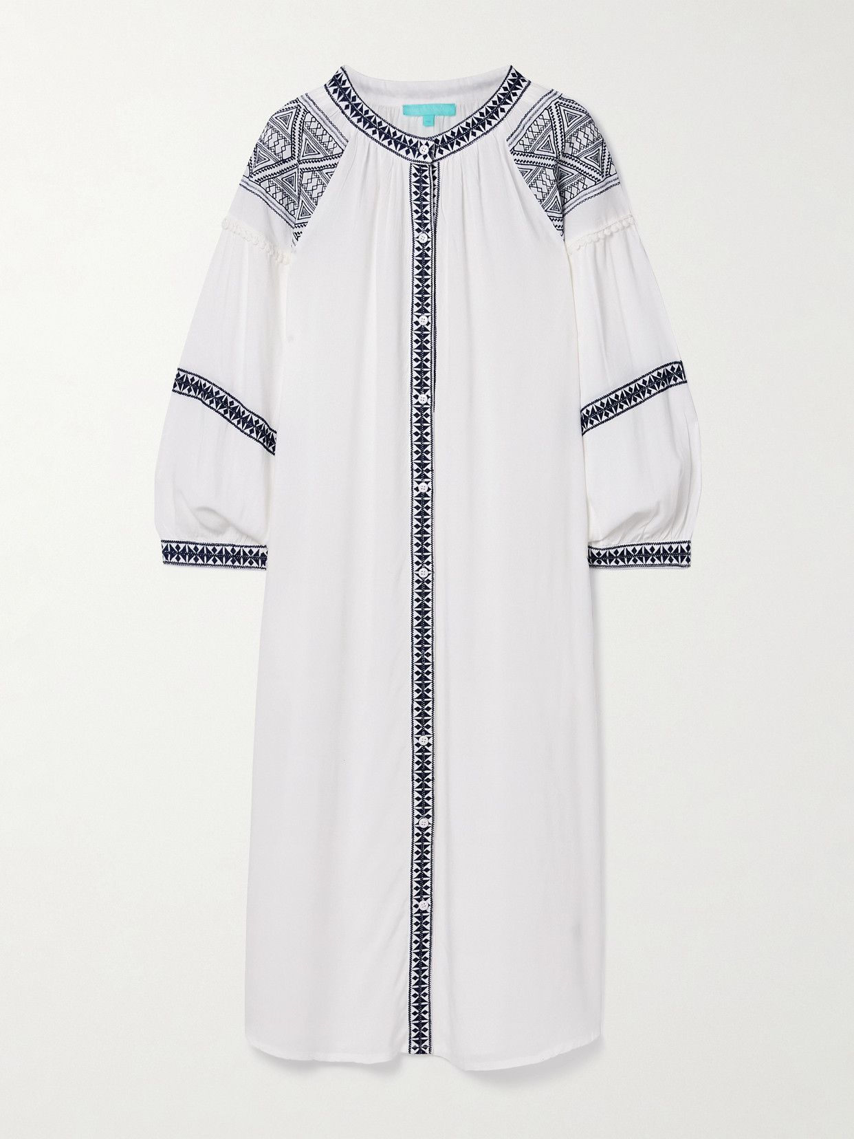 Melissa Odabash Ally Belted Embroidered Voile Midi Dress In White