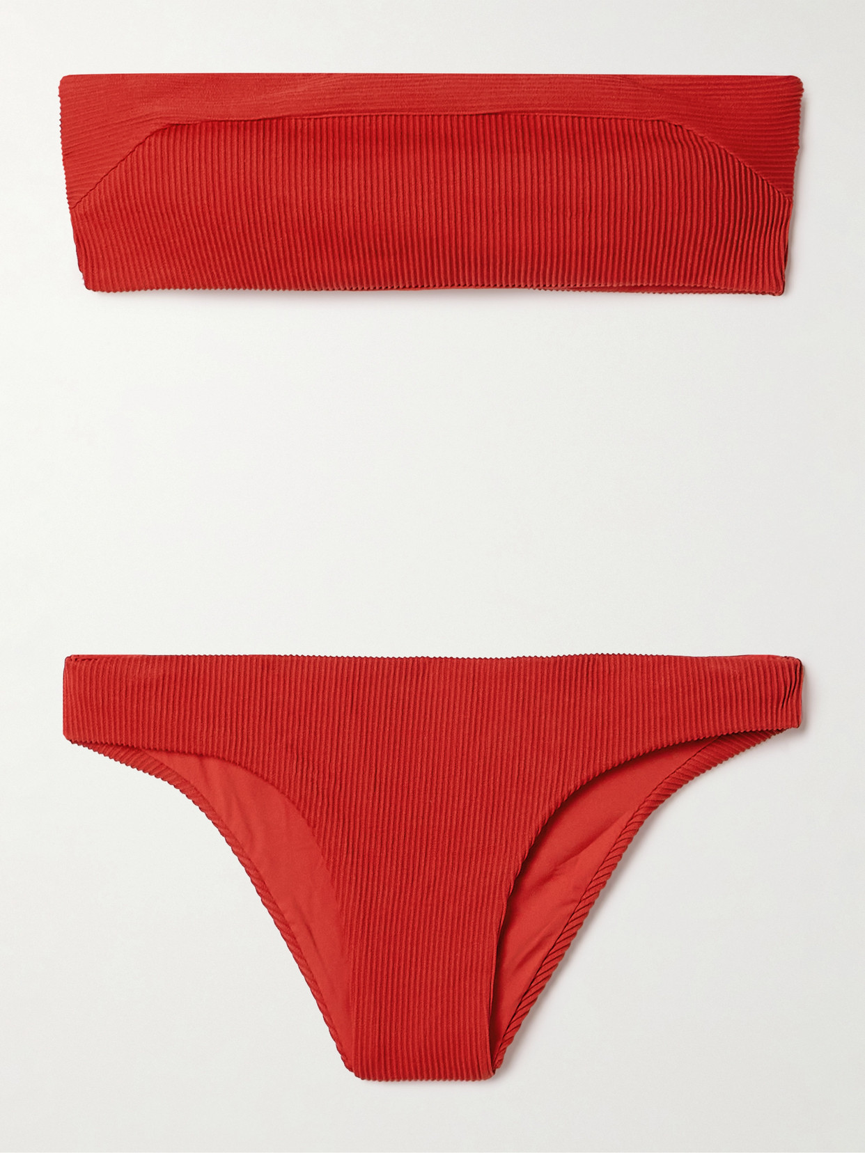 Haight Gabi Ribbed Bandeau Bikini In Red