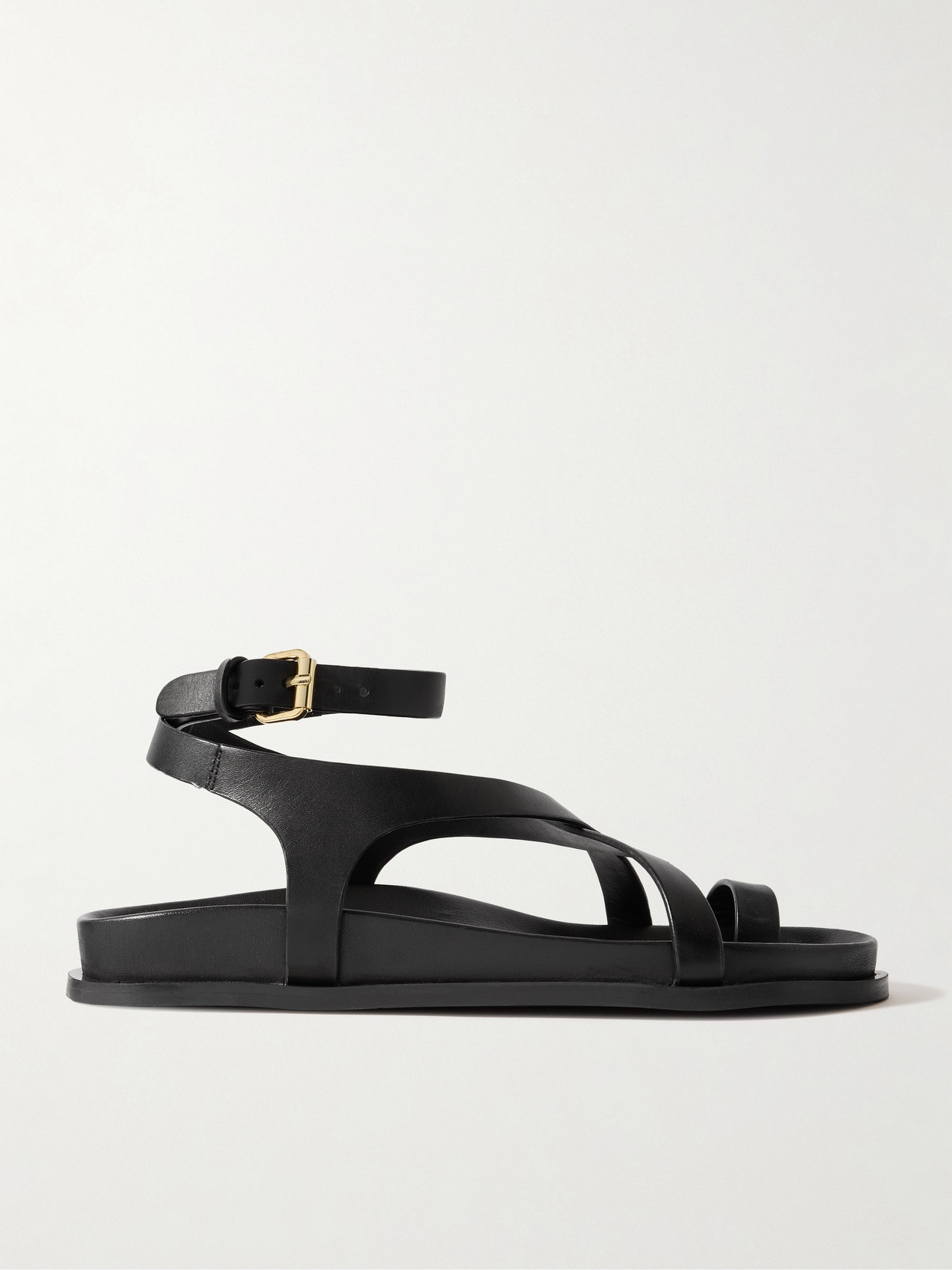A Emery - Jalen Slim Leather Sandals - Black