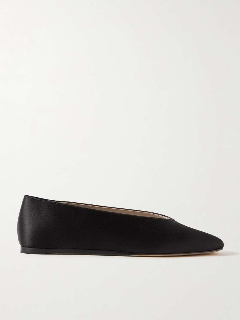 Le Monde Béryl Regency Grosgrain-trimmed Satin Ballet Flats