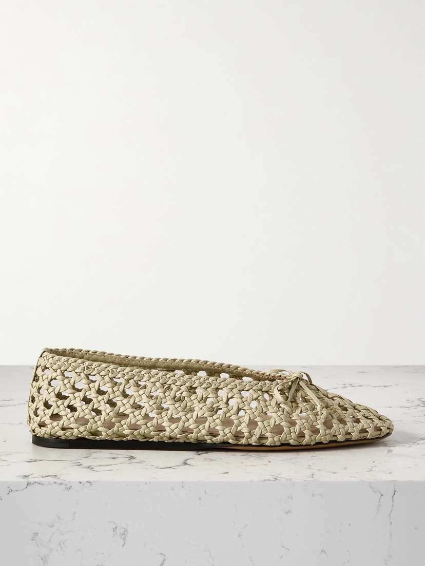 Le Monde Béryl Regency Bow-embellished Woven Leather Ballet Flats