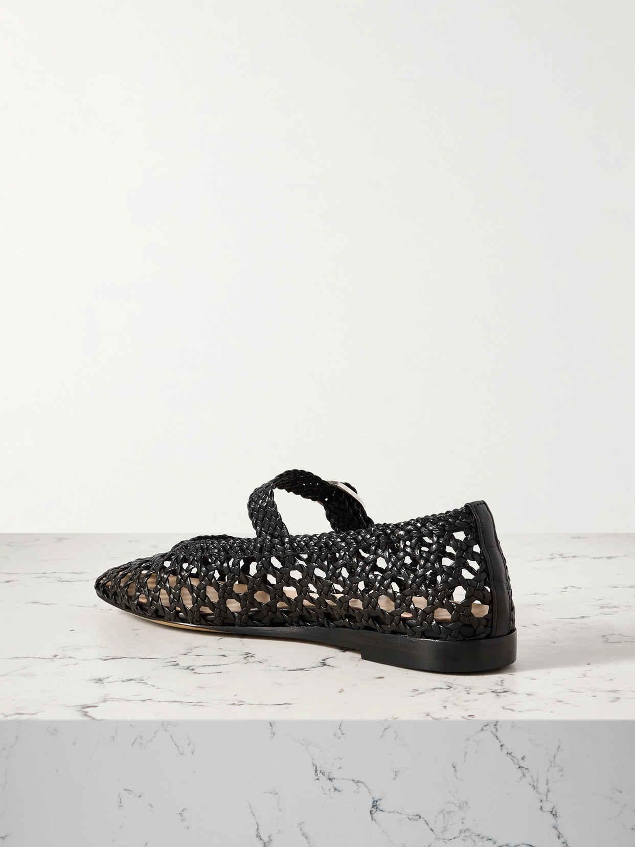 Shop Le Monde Beryl Woven Leather Mary Jane Ballet Flats In Black