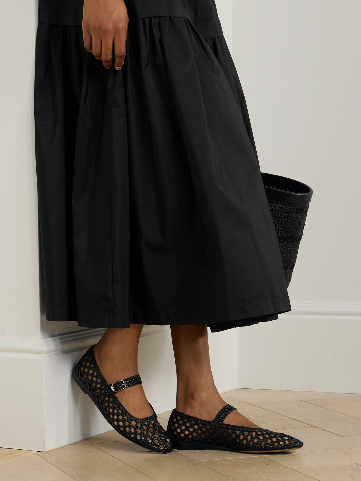 LE MONDE BERYL WOVEN LEATHER MARY JANE BALLET FLATS 