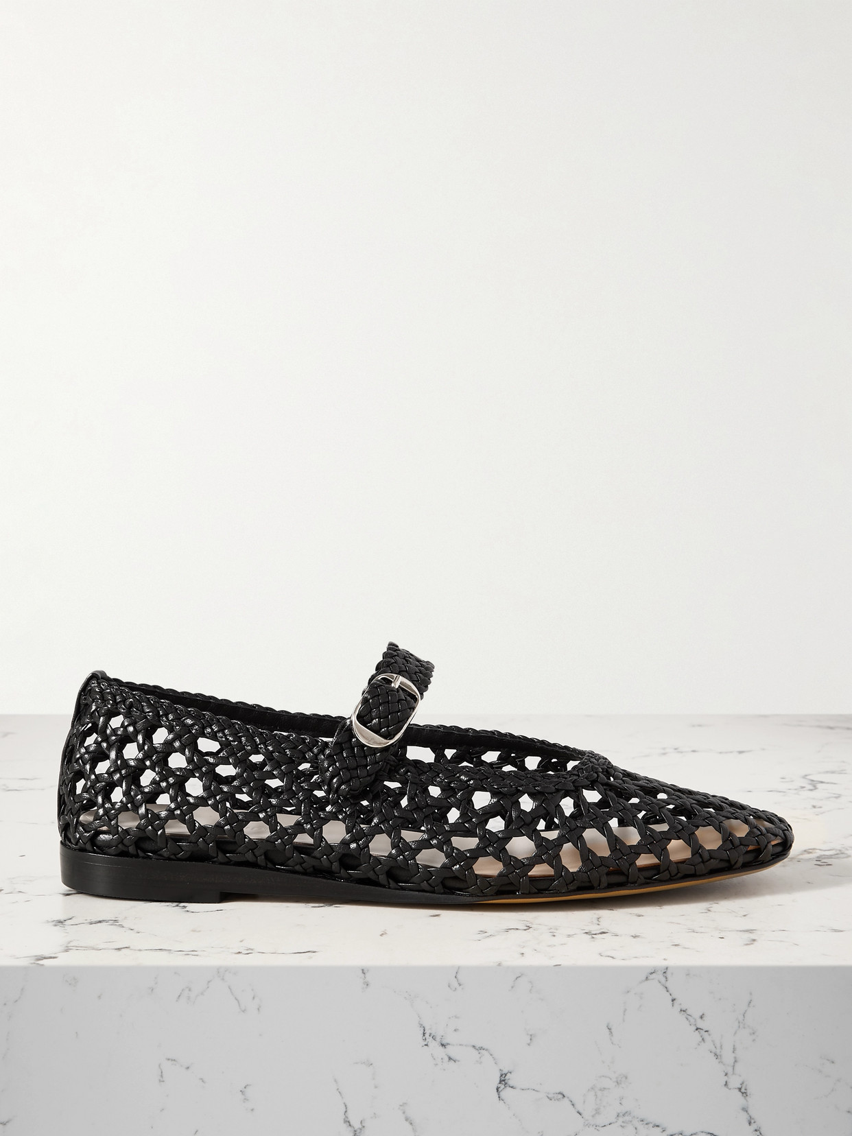 Shop Le Monde Beryl Woven Leather Mary Jane Ballet Flats In Black