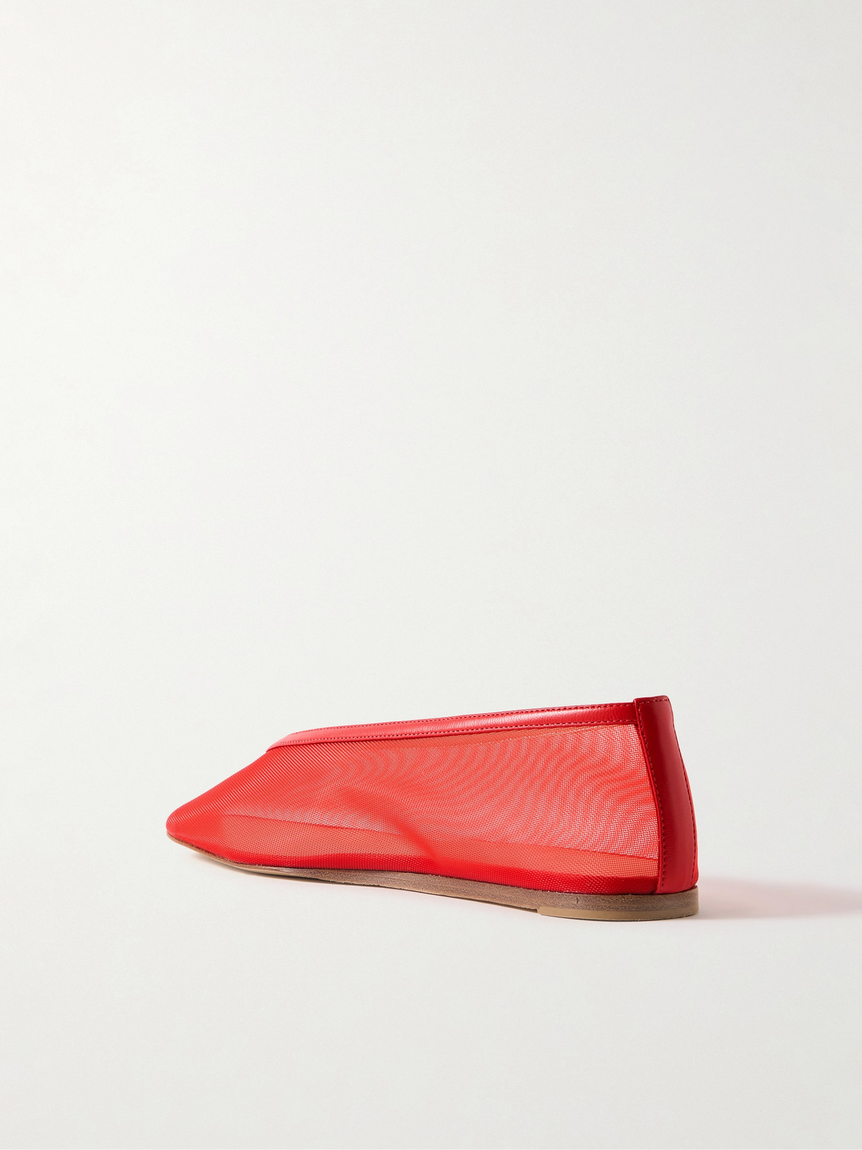 Le Monde Beryl Luna Leather-trimmed Mesh Ballet Flats In Red