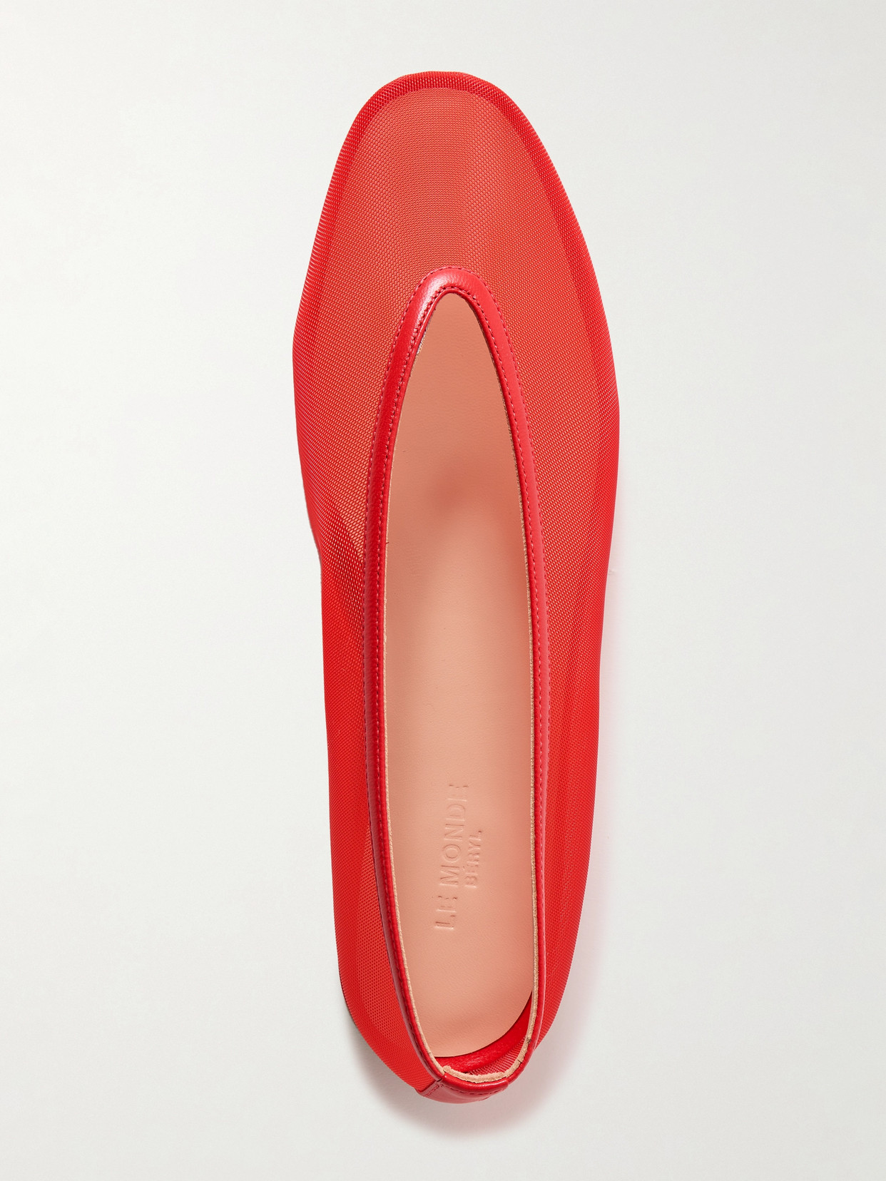 Le Monde Beryl Luna Leather-trimmed Mesh Ballet Flats In Red