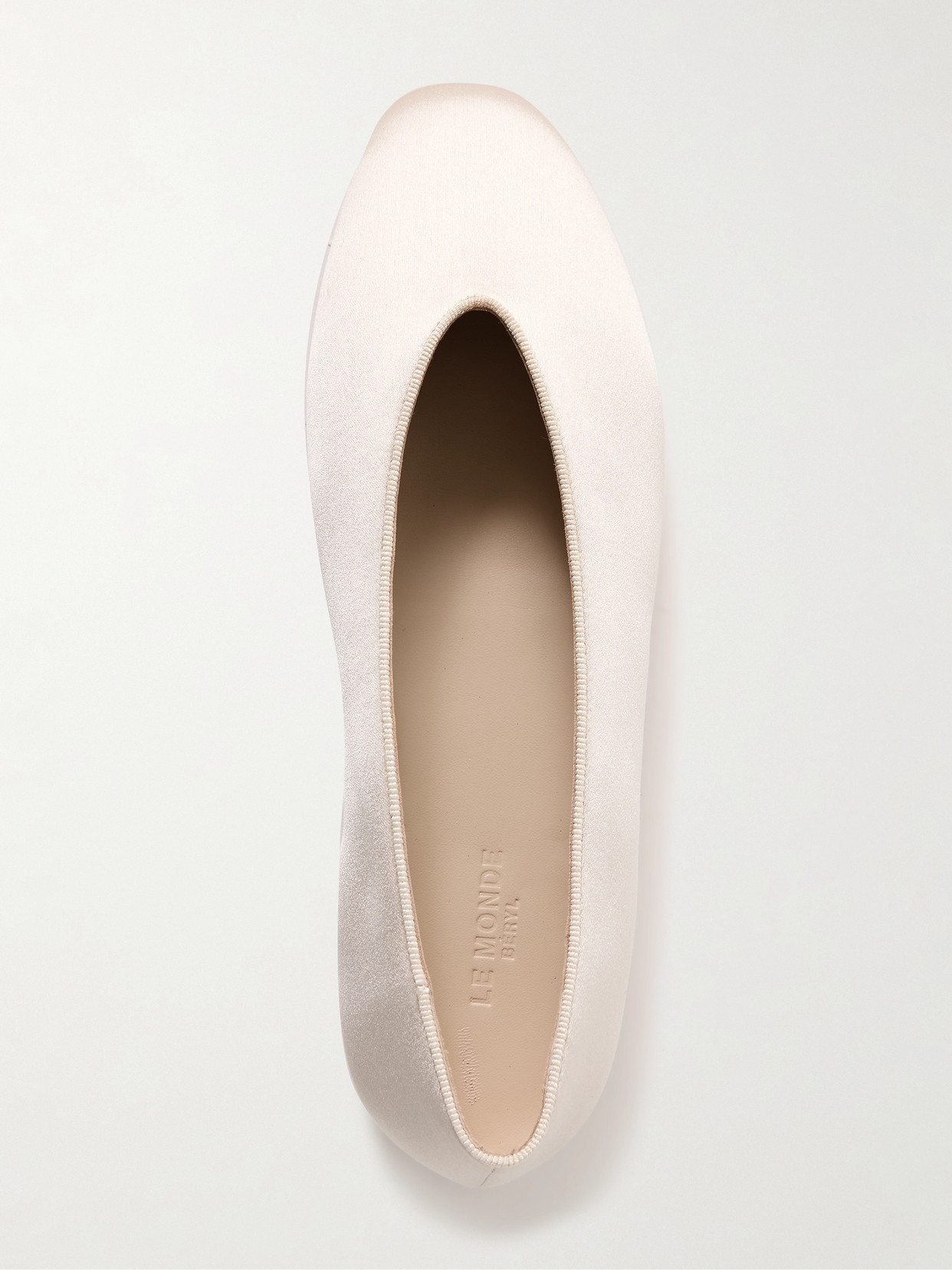 Shop Le Monde Beryl Regency Grosgrain-trimmed Satin Ballet Flats In Neutrals