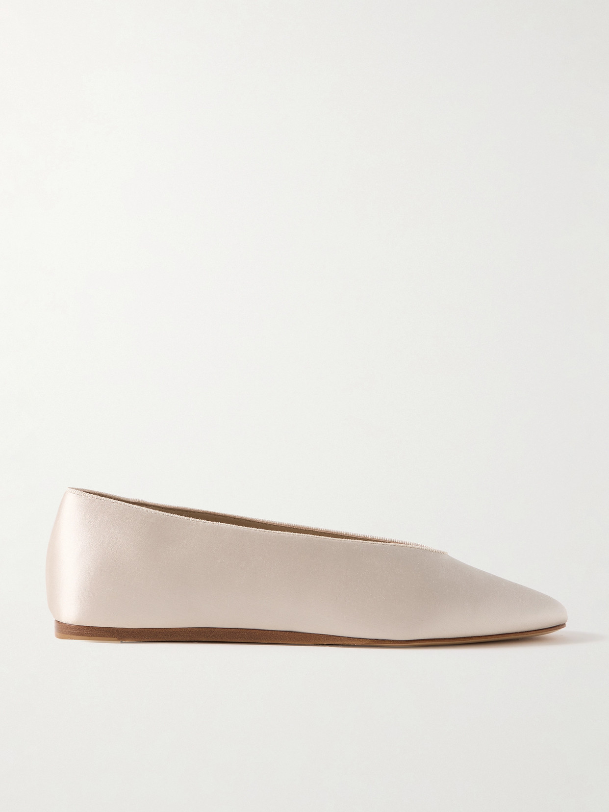 Shop Le Monde Beryl Regency Grosgrain-trimmed Satin Ballet Flats In Neutrals