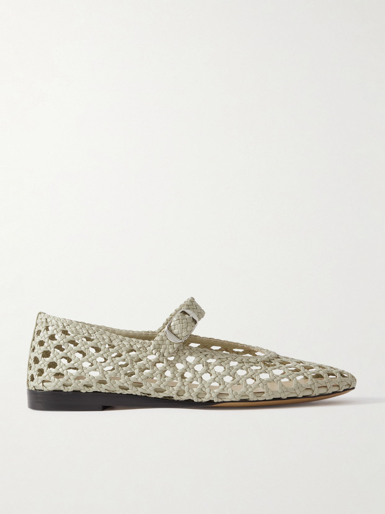 Shop Le Monde Beryl Woven Leather Mary Jane Ballet Flats In Ecru