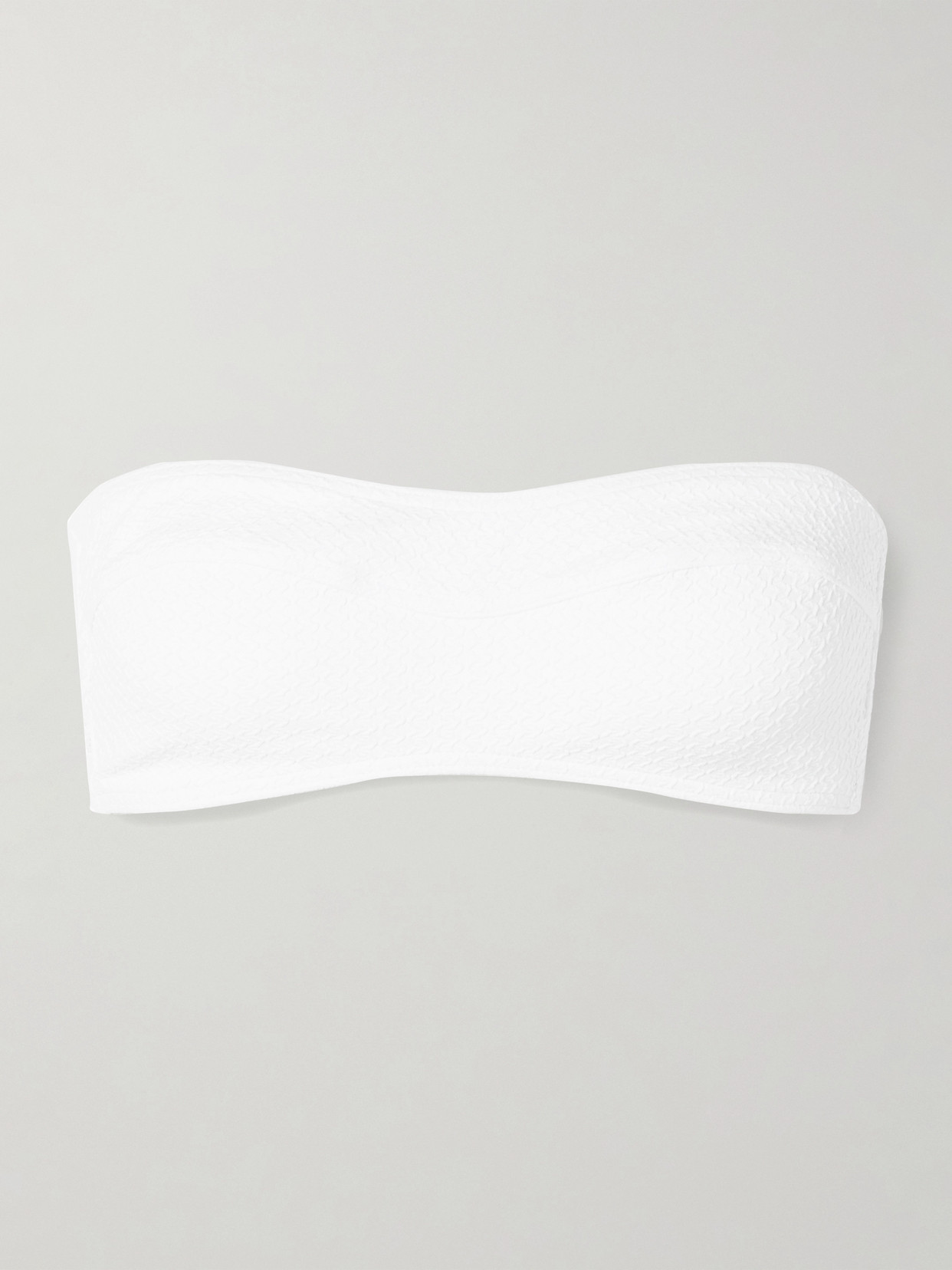 Melissa Odabash Tenerife Stretch-seesucker Bandeau Bikini Top In White