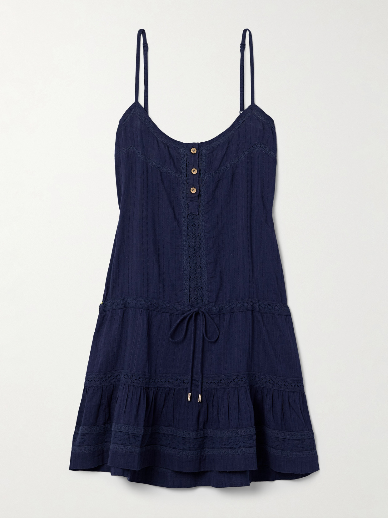 Melissa Odabash Kelly Crocheted Lace-trimmed Cotton Mini Dress In Blue