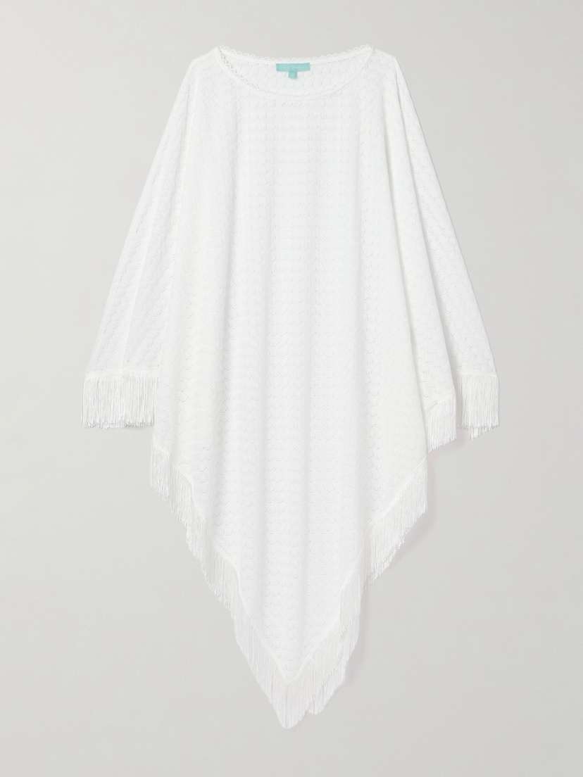 Melissa Odabash Blair Asymmetric Fringed Crochet-knit Kaftan