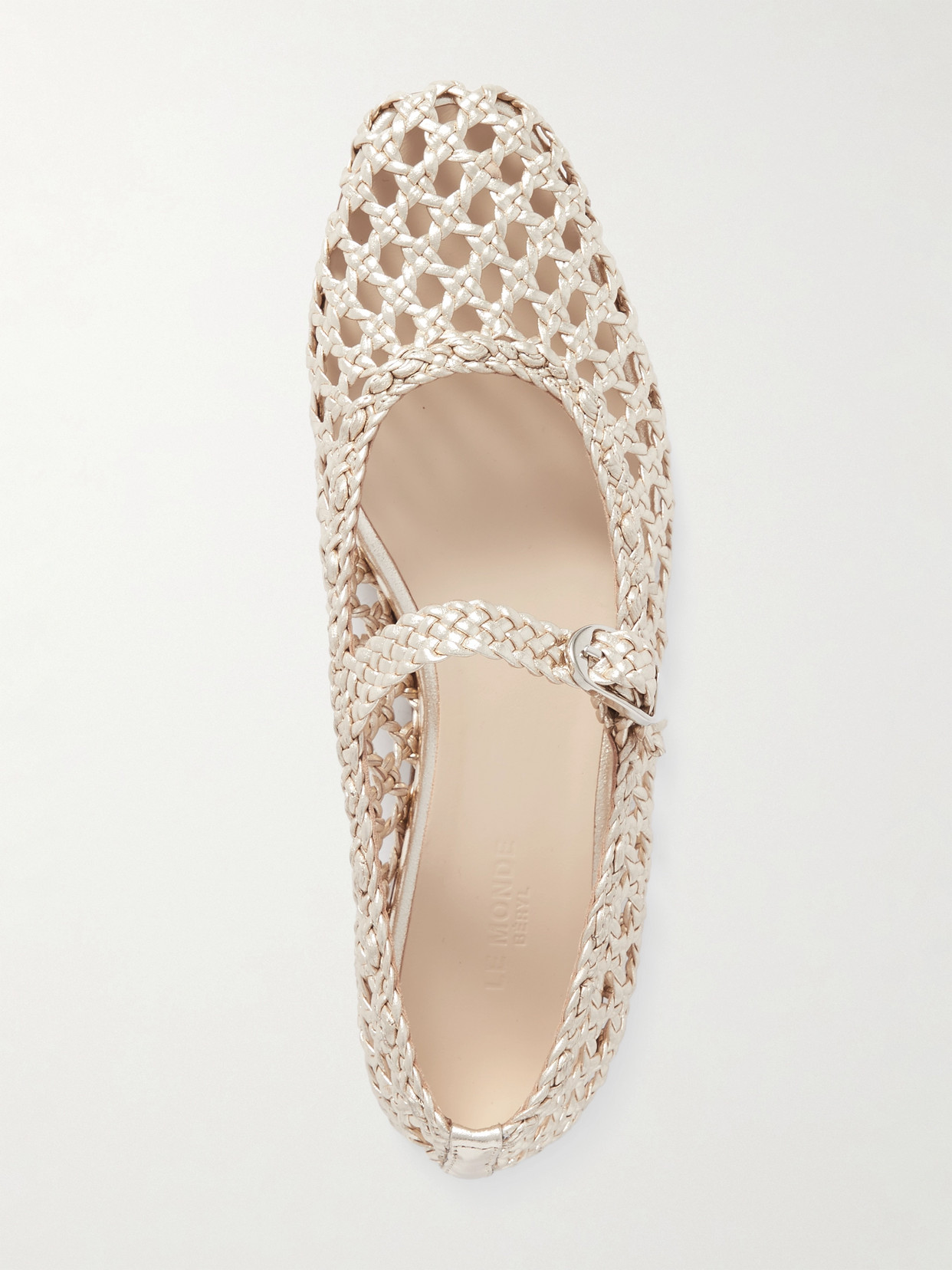 Le Monde Beryl Woven Metallic Leather Mary Jane Ballet Flats In Gold