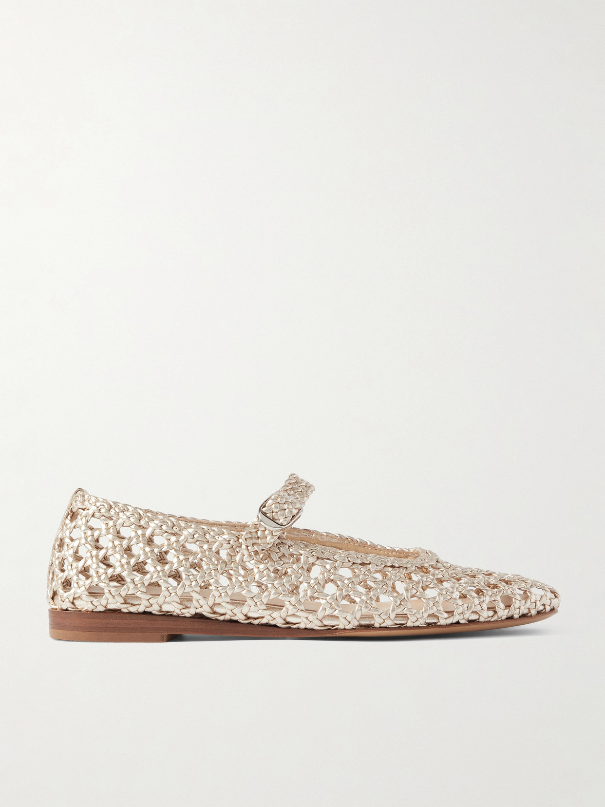 Le Monde Beryl Woven Metallic Leather Mary Jane Ballet Flats In Gold