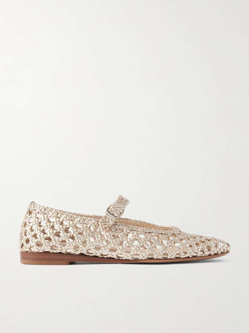 Le Monde Béryl Woven Metallic Leather Mary Jane Ballet Flats